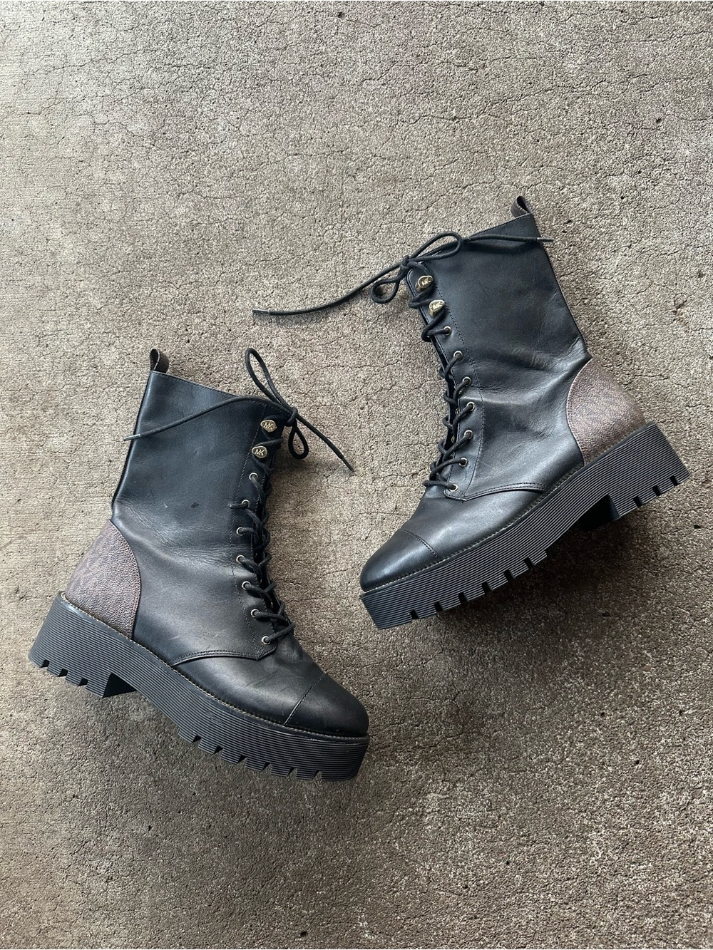 Michael Kors Blake Leather Ankle Combat Boots